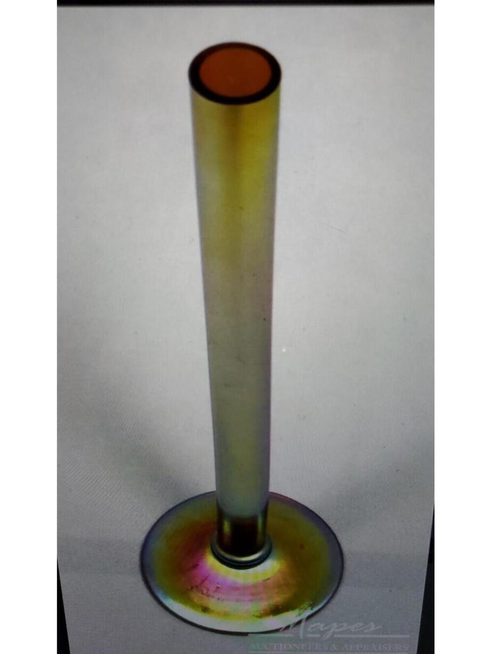 Vtg Steuben Aurene Art Glass Tubular Bud Vase
